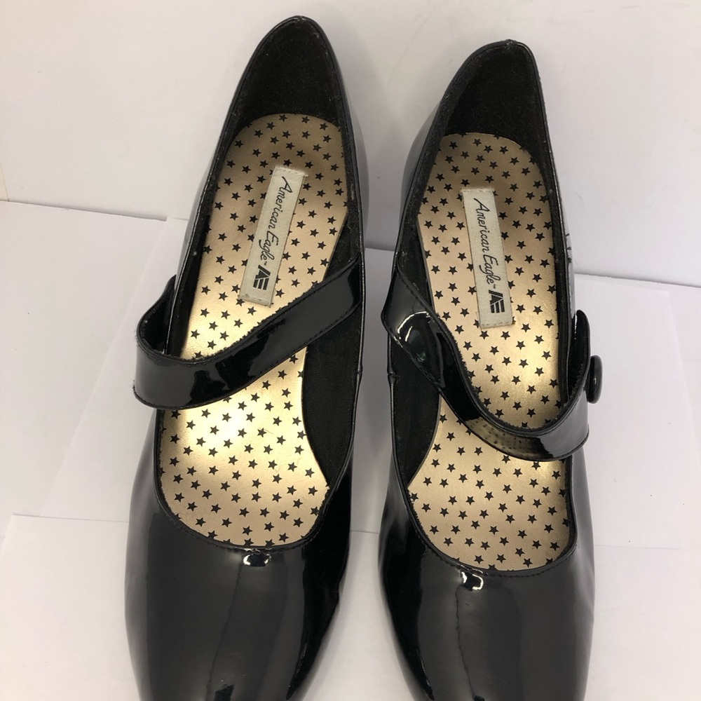 American Eagle Outfitter Black Patent Mary Jane Heels 10 Whimsigoth Classic - Picture 2 of 12